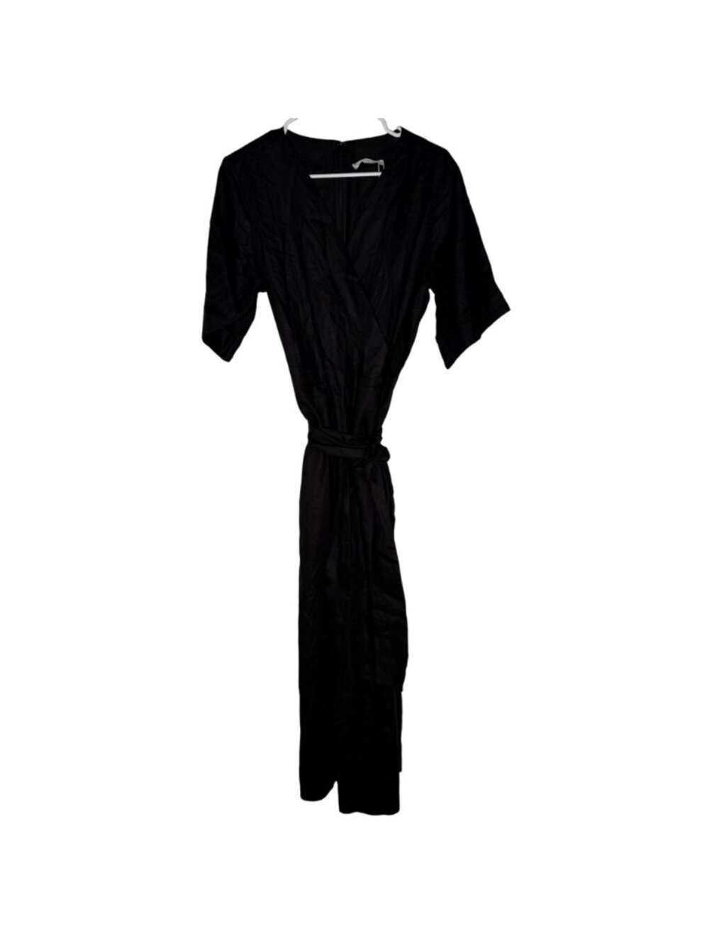 Everlane Black Wide-Leg Wrap Jumpsuit - Picture 2 of 6